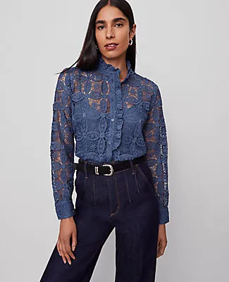 Ann Taylor Petite Ruffle Collar Lace Blouse sold by Ann Taylor product image thumbnail 2