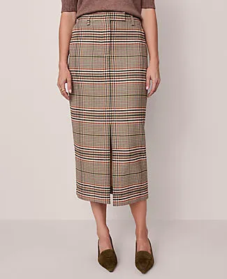 Ann Taylor The Petite Trouser Column Midi Skirt in Plaid sold by Ann Taylor product image thumbnail 3