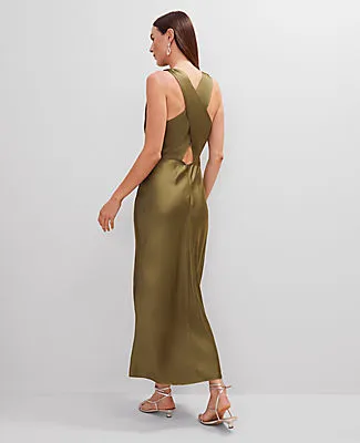 Ann Taylor Halter Bias Satin Maxi Dress sold by Ann Taylor product image thumbnail 3