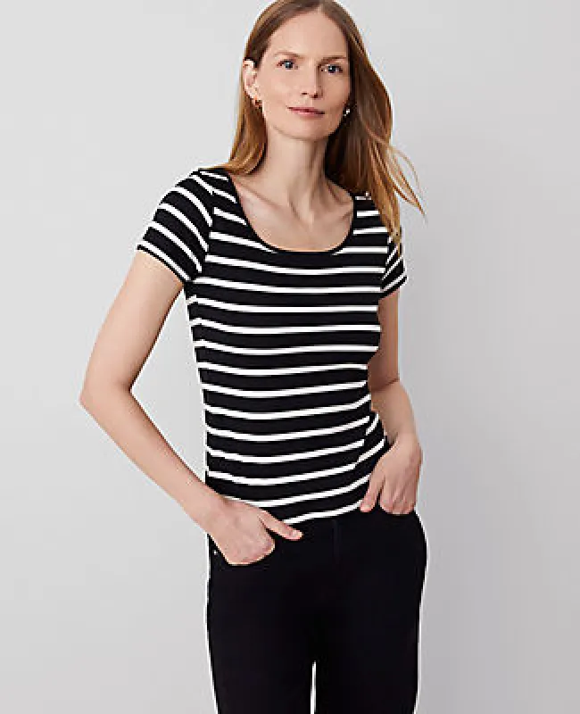 Ann Taylor Striped Square Neck Tee sold by Ann Taylor