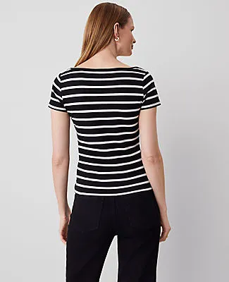 Ann Taylor Striped Square Neck Tee sold by Ann Taylor product image thumbnail 2