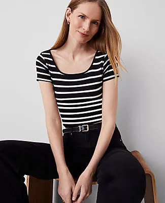 Ann Taylor Striped Square Neck Tee sold by Ann Taylor product image thumbnail 3