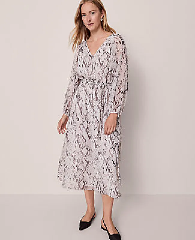 Ann Taylor Petite Snake Print Flare Midi Dress sold by Ann Taylor