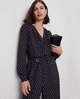 Ann Taylor Dotted Wrap Jumpsuit sold by Ann Taylor product image thumbnail 3