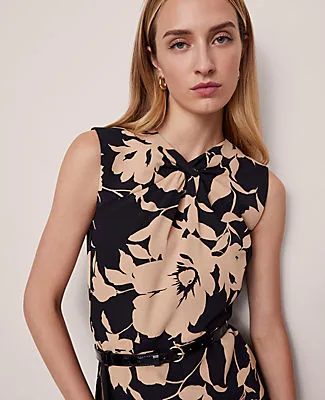 Ann Taylor Floral Twist Neck Midi Sheath Dress sold by Ann Taylor product image thumbnail 4