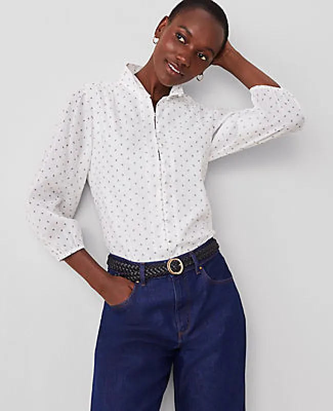 Ann Taylor Floral Mock Neck Shirt made by Ann Taylor
