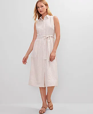 Ann Taylor Striped Flare Midi Shirtdress sold by Ann Taylor