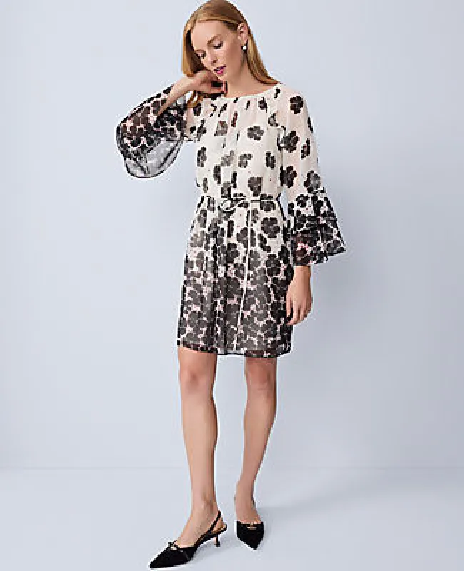 Ann Taylor Floral Ruffle Trim Flare Dress sold by Ann Taylor