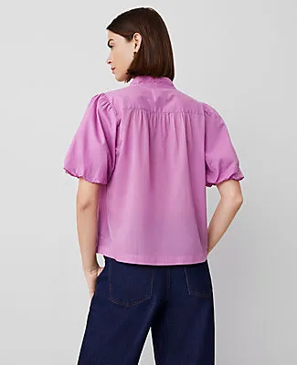 Ann Taylor Petite Puff Sleeve Popover Top sold by Ann Taylor product image thumbnail 2