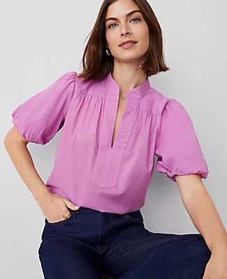Ann Taylor Petite Puff Sleeve Popover Top sold by Ann Taylor product image thumbnail 3