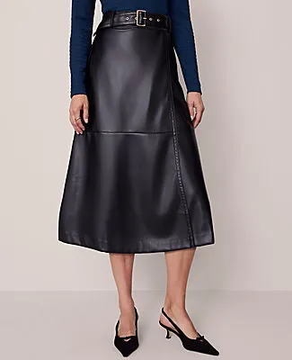 Ann Taylor Faux Leather Belted Wrap Skirt sold by Ann Taylor product image thumbnail 2