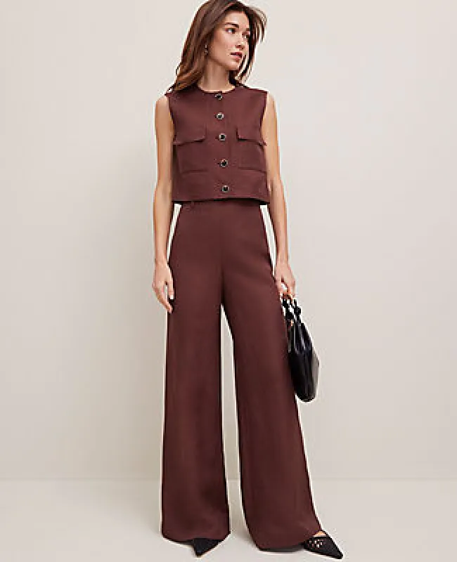Ann Taylor The Statement Palazzo Pant in Linen Blend sold by Ann Taylor