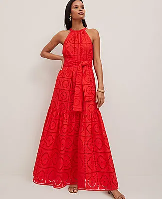 Ann Taylor Eyelet Halter Flare Maxi Dress sold by Ann Taylor product image thumbnail 2