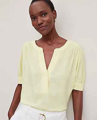 Ann Taylor Half Sleeve Linen Blend Popover Top sold by Ann Taylor product image thumbnail 3