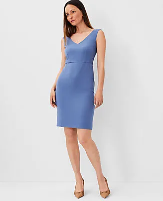 Ann Taylor Petite The Open V-neck Sheath Dress in Seasonless Stretch sold by Ann Taylor