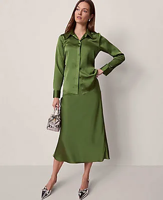 Ann Taylor Petite Satin Essential Shirt sold by Ann Taylor product image thumbnail 3