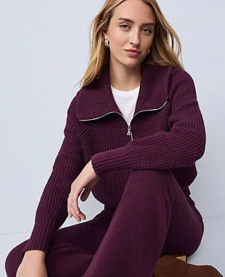 Ann Taylor Weekend Collection Half-Zip Waffle Sweater sold by Ann Taylor