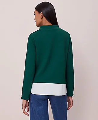 Ann Taylor Mixed Media Mock Neck Top sold by Ann Taylor product image thumbnail 2