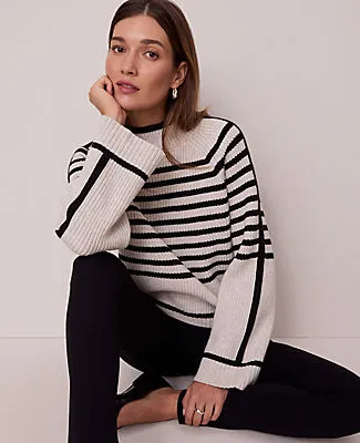 Ann Taylor Petite Weekend Collection Striped Mock Neck Sweater sold by Ann Taylor