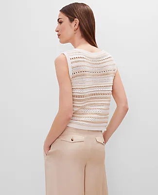 Ann Taylor Pointelle Striped Sweater Shell Top sold by Ann Taylor product image thumbnail 2