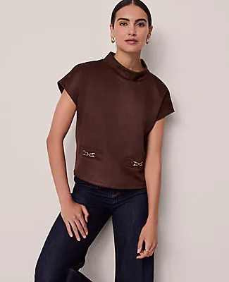 Ann Taylor Petite Faux Suede Horsebit Top sold by Ann Taylor