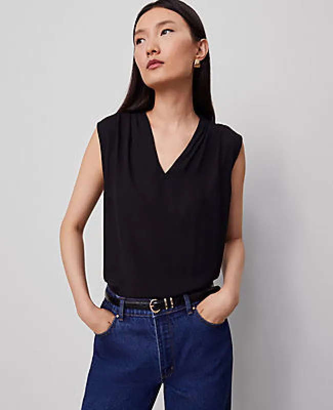 Ann Taylor Mixed Media V-Neck Top sold by Ann Taylor