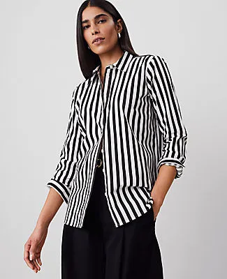 Ann Taylor Petite Striped Relaxed Perfect Shirt sold by Ann Taylor