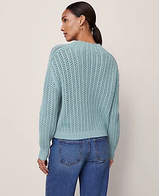 Ann Taylor Pointelle Mock Neck Sweater sold by Ann Taylor product image thumbnail 3
