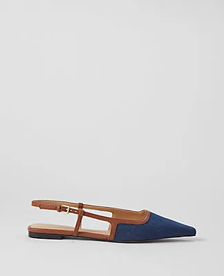 Ann Taylor Denim Nip Toe Slingback Flats sold by Ann Taylor