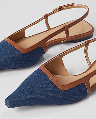Ann Taylor Denim Nip Toe Slingback Flats sold by Ann Taylor product image thumbnail 2