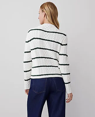 Ann Taylor Petite Striped Mixed Cable Sweater sold by Ann Taylor product image thumbnail 2