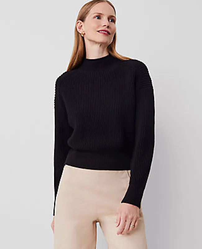 Ann Taylor Ribbed Mock Neck Wedge Sweater sold by Ann Taylor