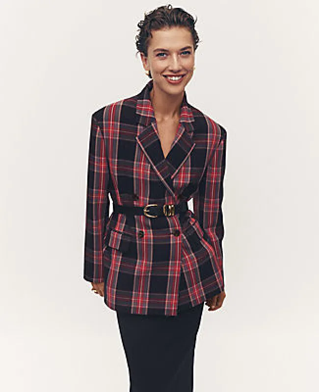 Ann Taylor Plaid Relaxed Double Breasted Blazer sold by Ann Taylor