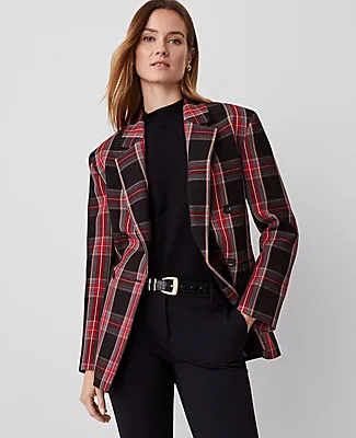 Ann Taylor Plaid Relaxed Double Breasted Blazer sold by Ann Taylor product image thumbnail 2