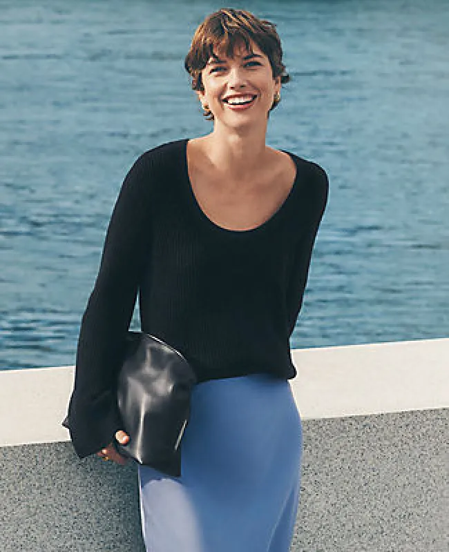 Ann Taylor Petite Ribbed Scoop Neck Sweater sold by Ann Taylor