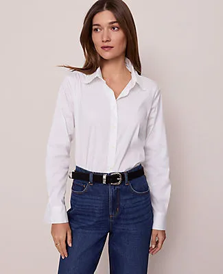 Ann Taylor Petite Weekend Collection Ruffle Collar Modern Shirt sold by Ann Taylor