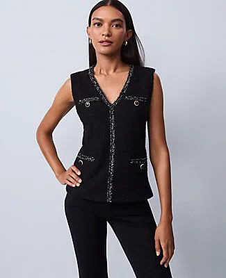 Ann Taylor Tweed Trim Sleeveless Top sold by Ann Taylor