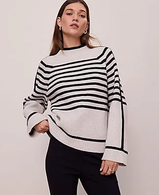 Ann Taylor Petite Weekend Collection Striped Mock Neck Sweater sold by Ann Taylor product image thumbnail 3
