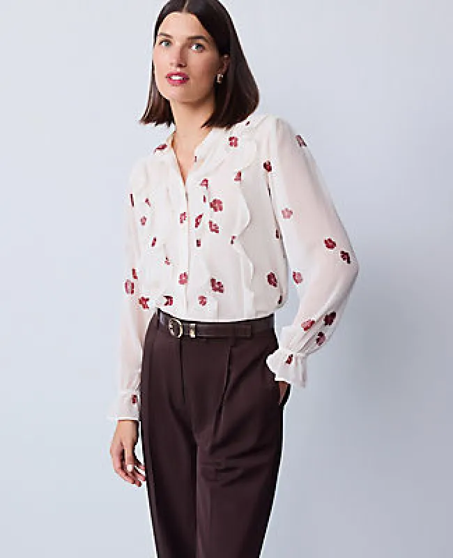 Ann Taylor Floral Ruffle Shirt sold by Ann Taylor