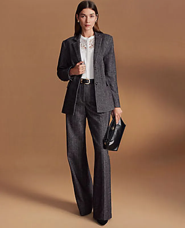 Ann Taylor The Petite Wide Leg Pant in Herringbone sold by Ann Taylor