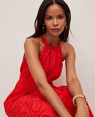 Ann Taylor Eyelet Halter Flare Maxi Dress sold by Ann Taylor product image thumbnail 4
