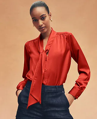 Ann Taylor Satin Bow Blouse sold by Ann Taylor