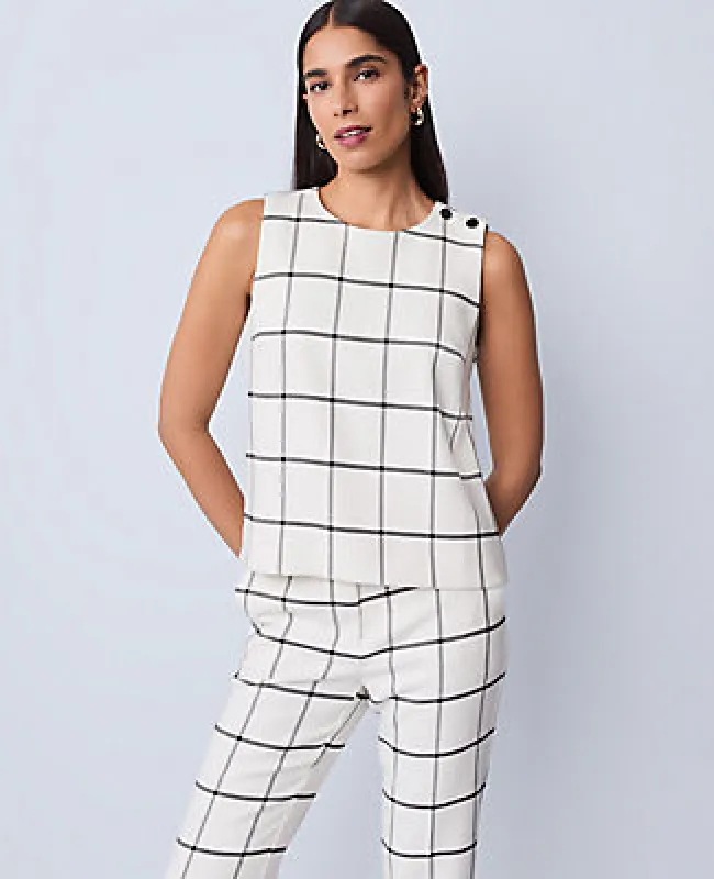 Ann Taylor The Shoulder Button Top in Windowpane sold by Ann Taylor