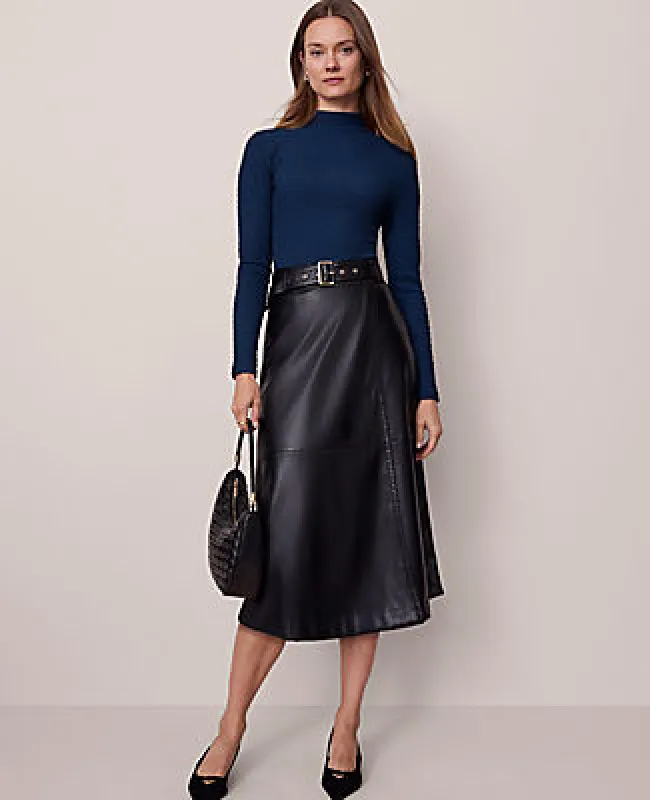 Ann Taylor Faux Leather Belted Wrap Skirt sold by Ann Taylor
