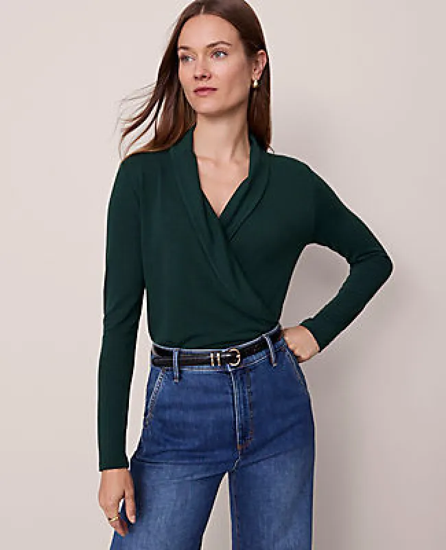 Ann Taylor Shawl Collar Wrap Top sold by Ann Taylor