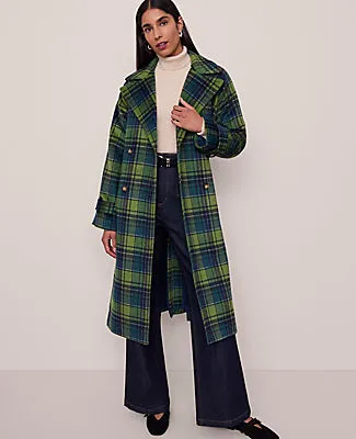 Ann Taylor Petite Plaid Trench Coat sold by Ann Taylor product image thumbnail 4