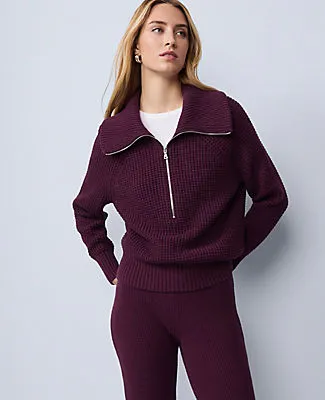 Ann Taylor Weekend Collection Half-Zip Waffle Sweater sold by Ann Taylor product image thumbnail 3