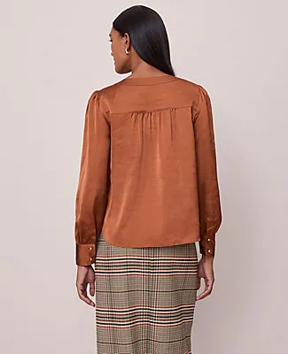 Ann Taylor Petite Satin Button Popover Top sold by Ann Taylor product image thumbnail 2