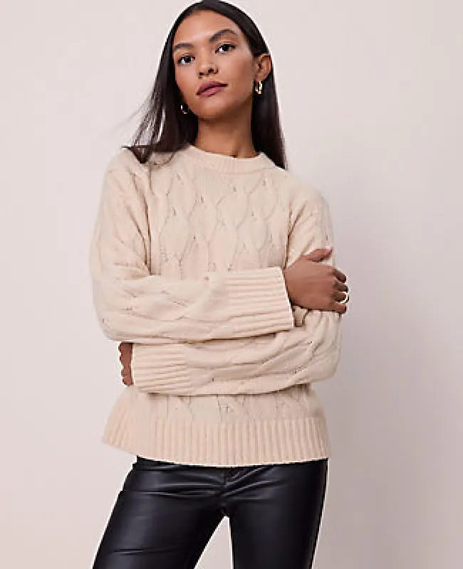 Ann Taylor Petite Cable Crew Neck Sweater sold by Ann Taylor