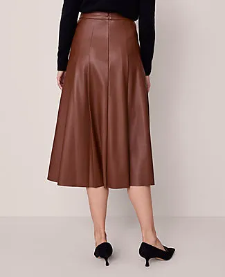 Ann Taylor Petite Faux Leather Pleated Midi Skirt sold by Ann Taylor product image thumbnail 4